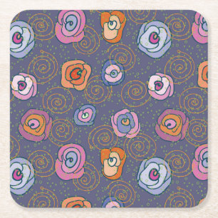 Abstract rose field pattern square paper coaster