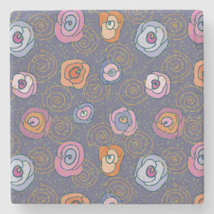 Abstract rose field pattern stone coaster
