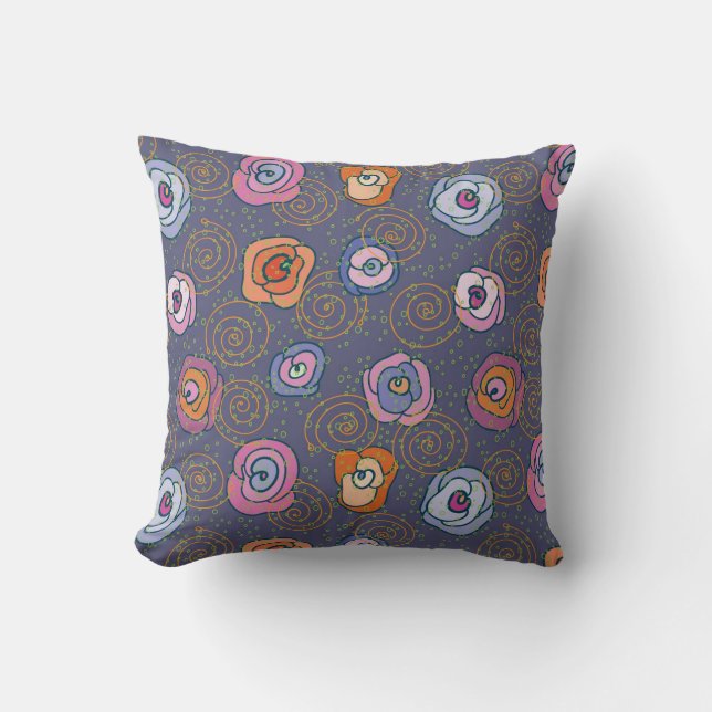 Abstract rose field pattern throw pillow (Front)