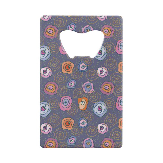 Abstract rose field pattern wallet bottle opener (Front)