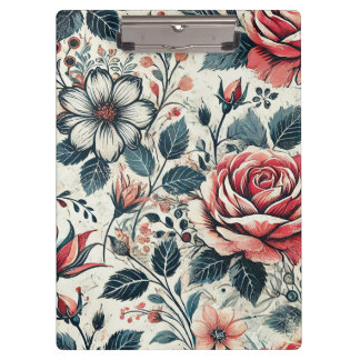Abstract rose flower blooming design. Pattern with Clipboard