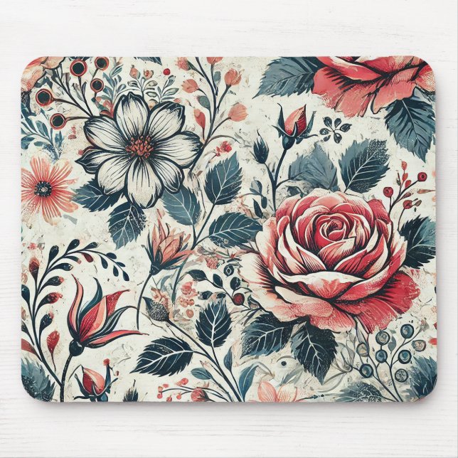 Abstract rose flower blooming design. Pattern with Mouse Pad (Front)