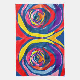 Abstract rose flower pop art kitchen towel