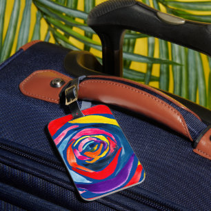 Abstract rose flower pop art luggage tag