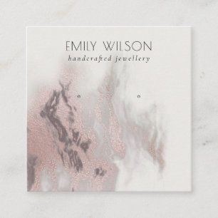Abstract Rose Gold Agate Stud Earring Display Square Business Card
