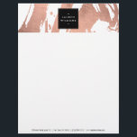 Abstract Rose Gold Brushstrokes on White Letterhead<br><div class="desc">Coordinates with the Abstract Rose Gold Brushstrokes on White Business Card Template by 1201AM. This design features a faux rose gold background of painterly brushstrokes with a black plaque overlay to hold your name or business name. Original art and design © 1201AM CREATIVE</div>