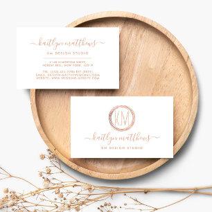 Abstract Rose Gold Circles Monongram Business Card