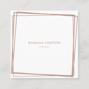 Abstract Rose Gold Foil Frames Modern Professional Square Business Card