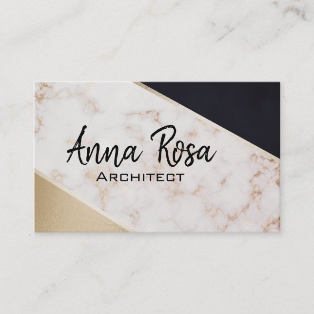 *~* Abstract Rose Gold Foil Geometric Block Business Card (Front)