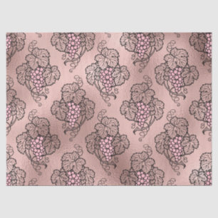 Abstract Rose Gold Grapes on Black Vines Decoupage Tissue Paper