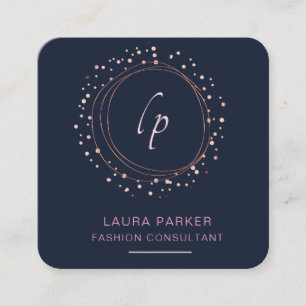 Abstract Rose Gold Modern Minimal Faux Confetti Square Business Card