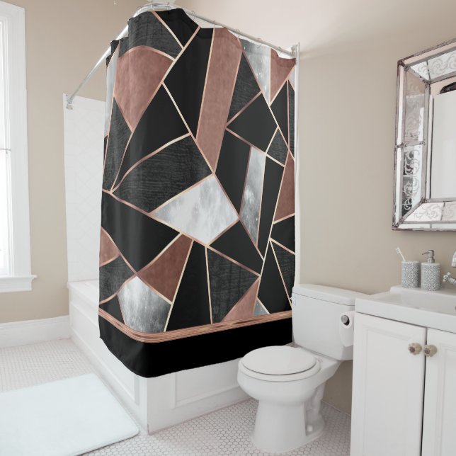 Abstract Rose Gold Pattern Shower Curtain (In Situ)