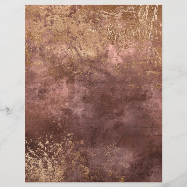 Abstract Rose Gold Textures Scrapbook Paper Sheet (Back)