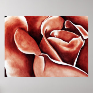 Abstract Rose in Oil - Twilight Red Poster