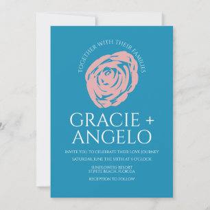 Abstract Rose Pink Blue Wedding Invitation