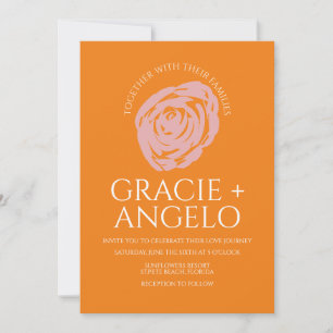 Abstract Rose Pink Orange Wedding Invitation