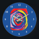 Abstract rose watercolor pop art large clock<br><div class="desc">Pop art from original watercolor painting of an abstract rose with colourful cartoonish colours. Bright pop art style.</div>