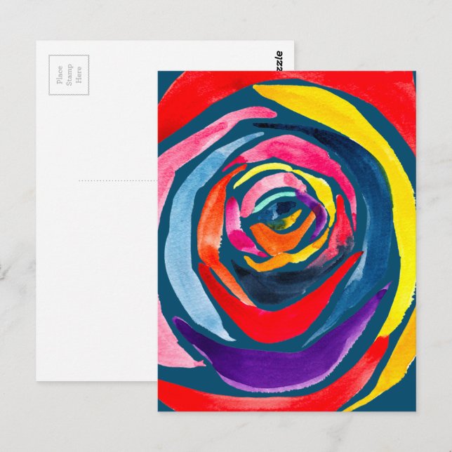 Abstract rose watercolor pop art postcard (Front/Back)