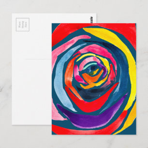 Abstract rose watercolor pop art postcard