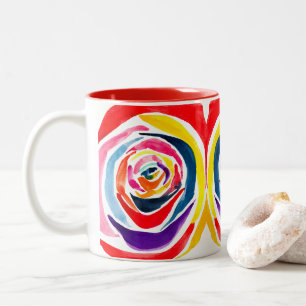 Abstract rose watercolor pop art Two-Tone coffee mug