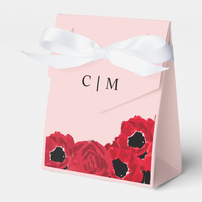 Abstract Roses and Poppies Coordinating Wedding Favor Box (Front Side)