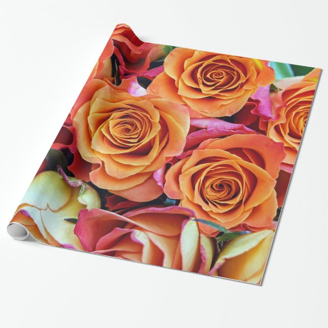 Abstract Roses Garden Elegant Floral  Wrapping Paper (Unrolled)