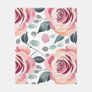 Abstract Roses In Pastel Colors Fleece Blanket