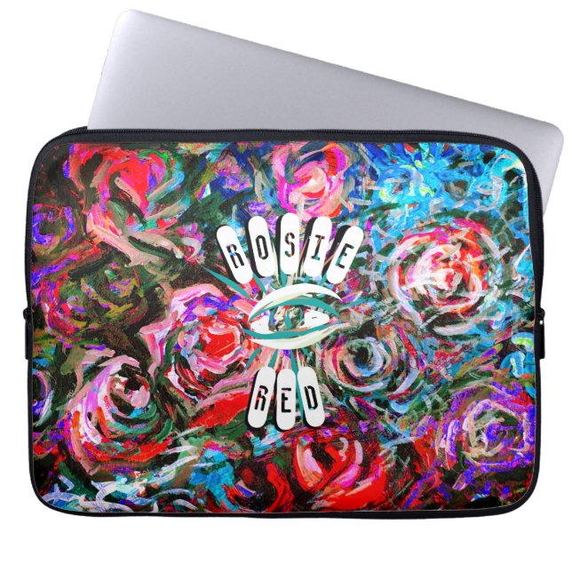 Abstract roses in red and turqoise mini HP laptop  Sleeve (Front)