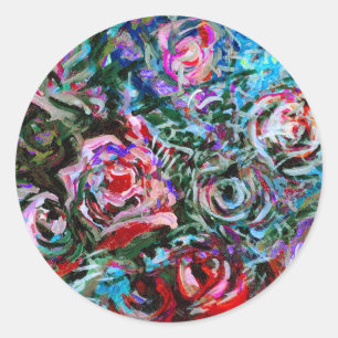 Abstract roses in red and turqoise - stickers