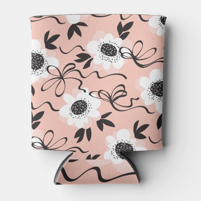 Abstract roses, pale colours, vintage pattern. can cooler (Front)