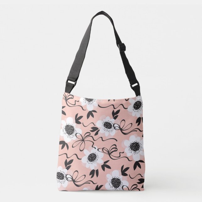 Abstract roses, pale colours, vintage pattern. crossbody bag (Front)