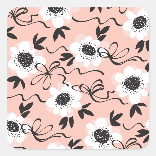 Abstract roses, pale colours, vintage pattern. square sticker (Front)