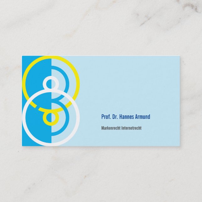 Abstract round logo blue yellow business card (Back)