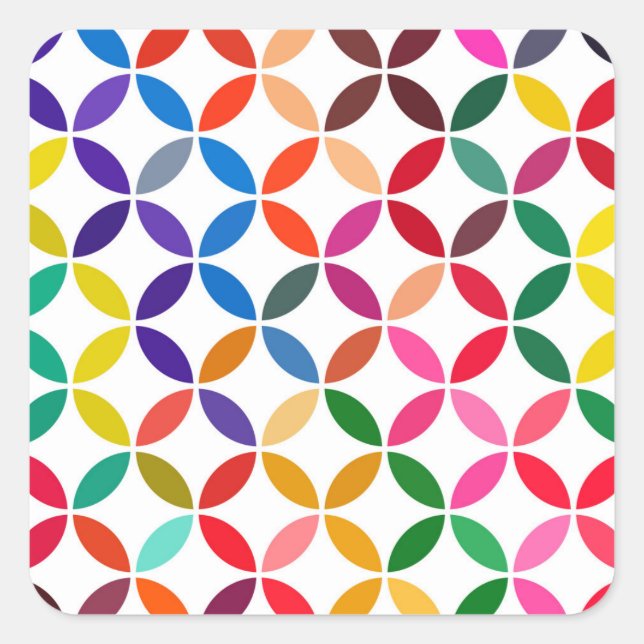 abstract round shape colour circle pattern geometr square sticker (Front)