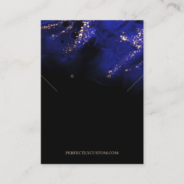 Abstract Royal Blue and Gold Alcohol earrings  Business Card (Front)