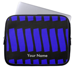 Abstract Royal Blue & Black, Name, Computer Laptop Sleeve