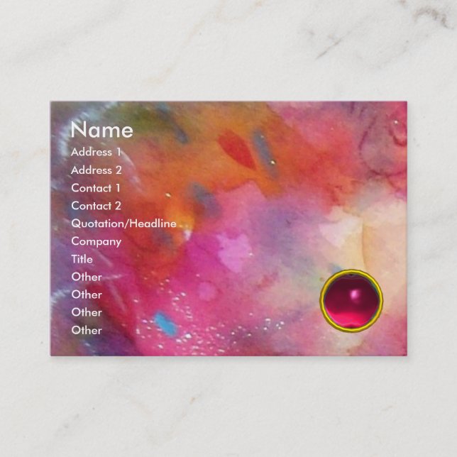 ABSTRACT RUBY,bright red blue pink Business Card (Front)