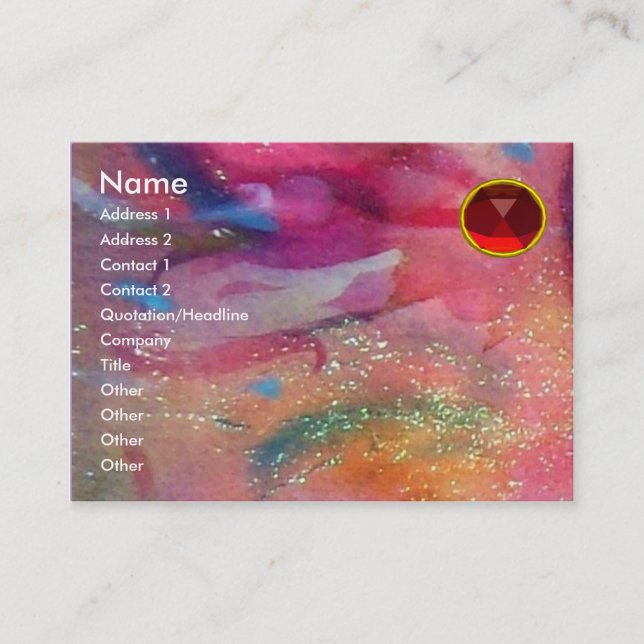 ABSTRACT RUBY,bright red blue pink Business Card (Front)