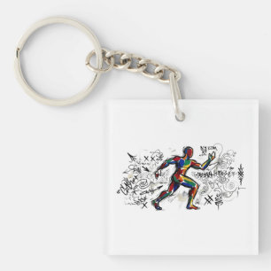 Abstract Runner Graffiti Street Art Keychain