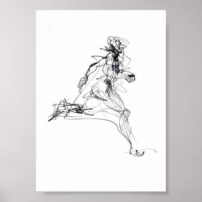 Abstract Runner Sketch Poster (Front)