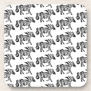 Abstract Running Horse Woodblock Print Coaster