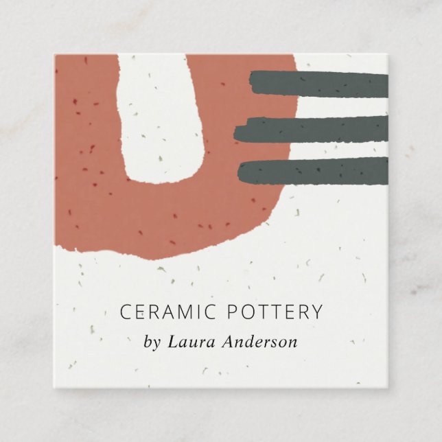 ABSTRACT RUST CERAMIC TEXTURE TERRACOTTA SPECKLED SQUARE BUSINESS CARD (Front)