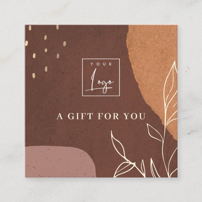 Abstract Rust Orange Foliage Logo Gift Certificate (Front)