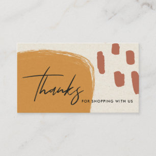 ABSTRACT RUST ORANGE KRAFT SCANDI THANK YOU LOGO BUSINESS CARD
