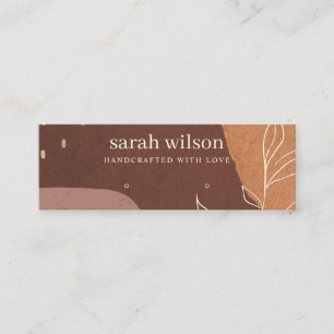 Abstract Rust Orange Leafy Stud Earring Display Mini Business Card