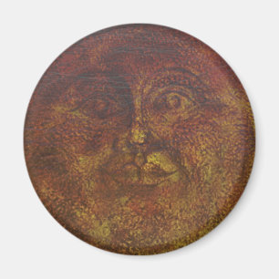 Abstract rusty brown Face of the Sun Magnet