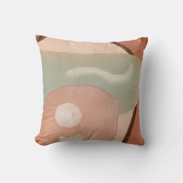 Abstract Rusty Organic Rounded Shapes Retro Modern Throw Pillow (Front)