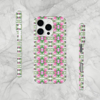 Abstract Sage and Pink Flowers Cell iPhone 16 Pro Case