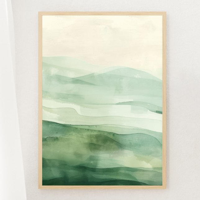 Abstract Sage Green & Beige Mountains Print 1 of 3 (Creator Uploaded)