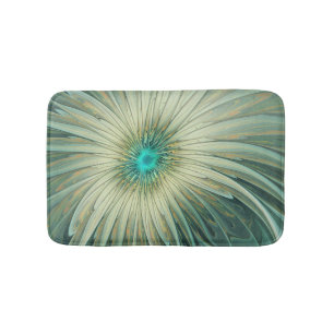Abstract Sage Green Fantasy Flower Fractal Art Bath Mat